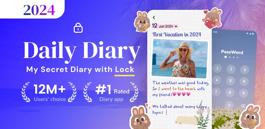 Diary with Lock: Daily Journal Apk Download background